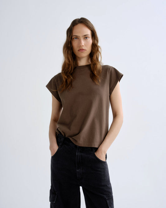 Women Long Line Bryce Cap Sleeve Tee in Uniform - Agolde
