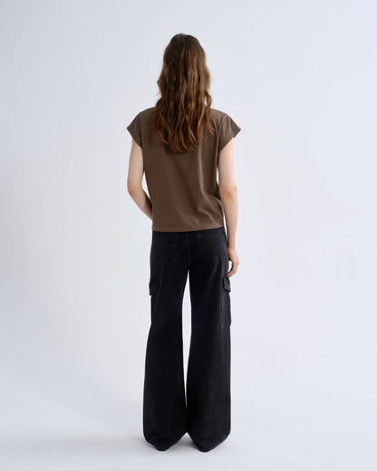 Women Long Line Bryce Cap Sleeve Tee in Uniform - Agolde
