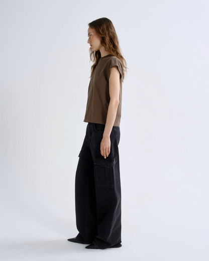 Women Long Line Bryce Cap Sleeve Tee in Uniform - Agolde