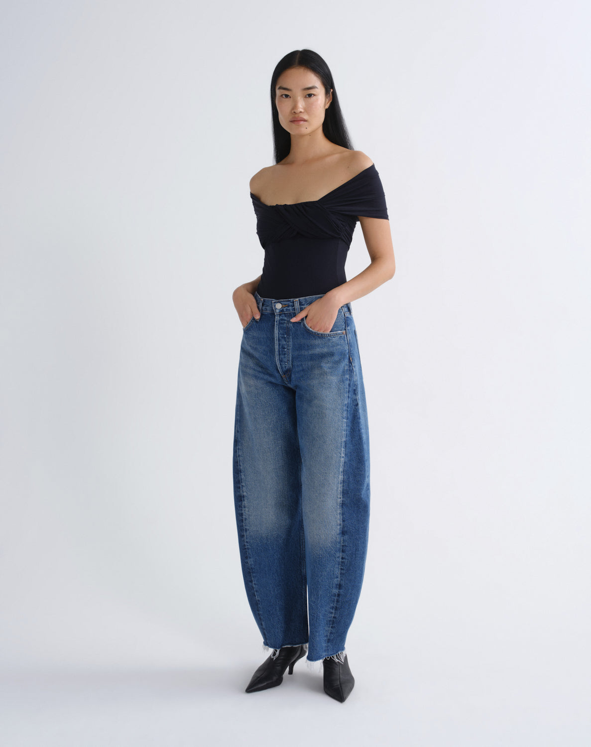 Women Luna High Rise Pieced Taper in Split - Agolde