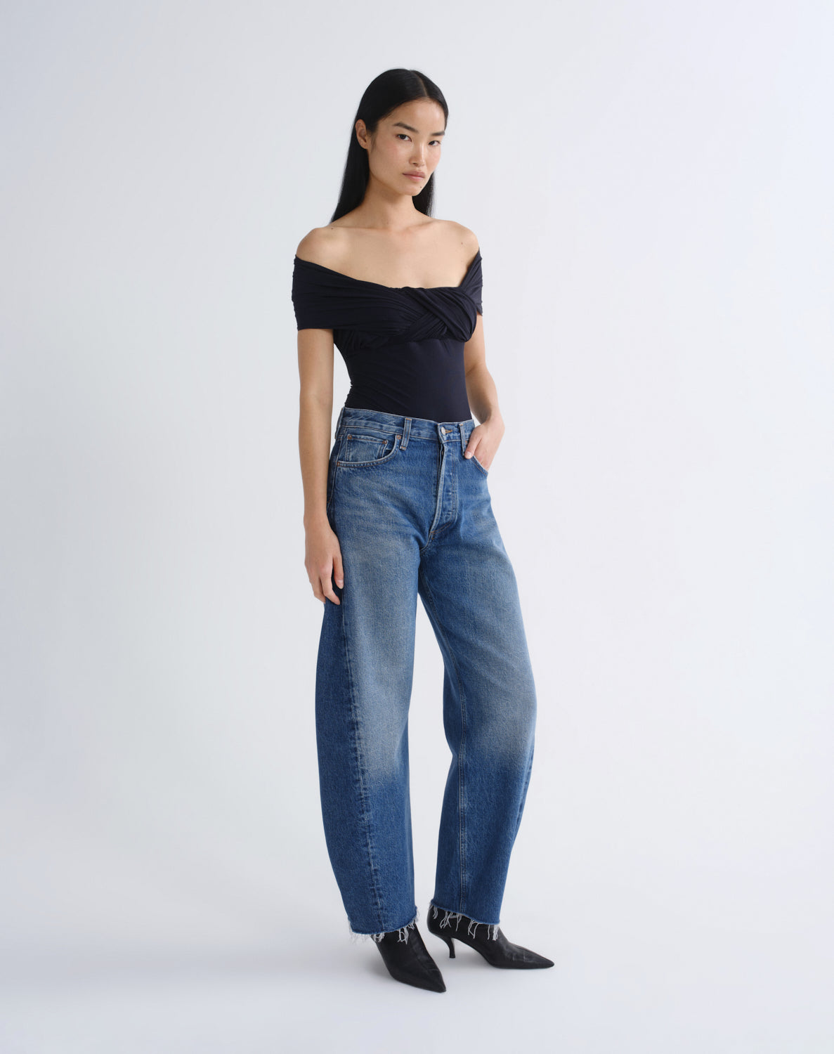 Women Luna High Rise Pieced Taper in Split - Agolde