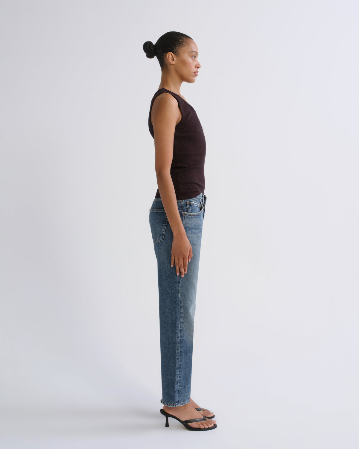Women Poppy Scoop Neck Tank in Eggplant - Agolde