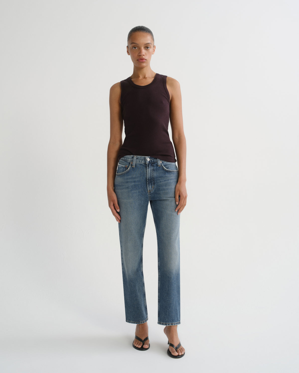 Women Poppy Scoop Neck Tank in Eggplant - Agolde