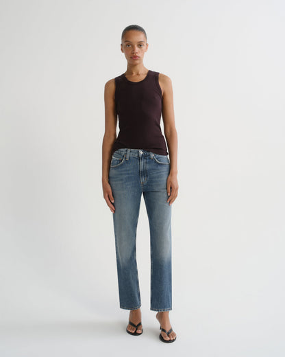 Women Poppy Scoop Neck Tank in Eggplant - Agolde