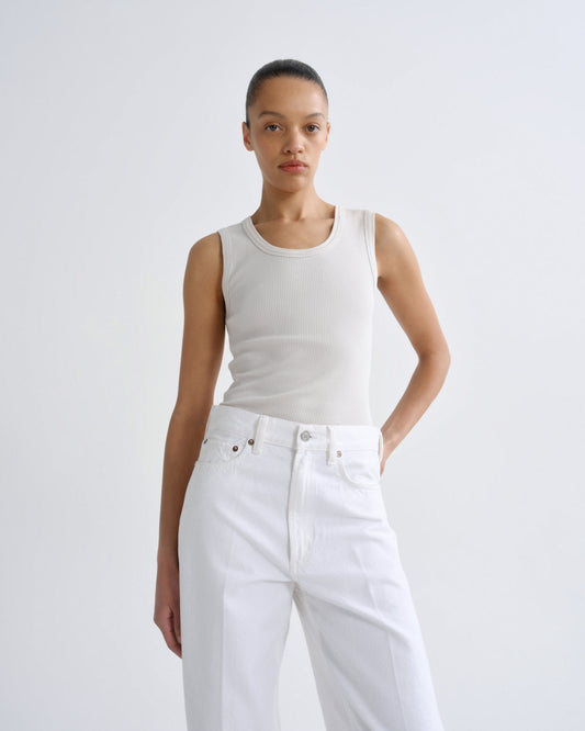 Women Poppy Scoop Neck Tank in Bone - Agolde
