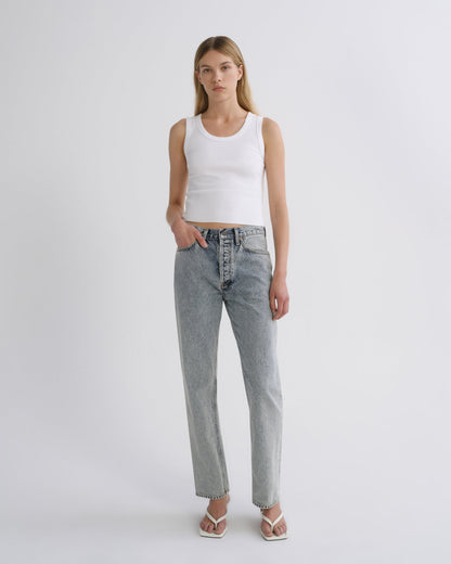 Women Shrunken Poppy Tank in White - Agolde