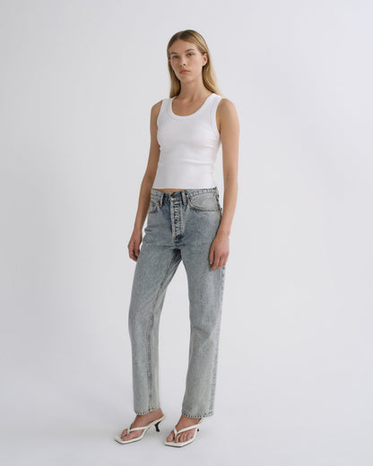Women Shrunken Poppy Tank in White - Agolde