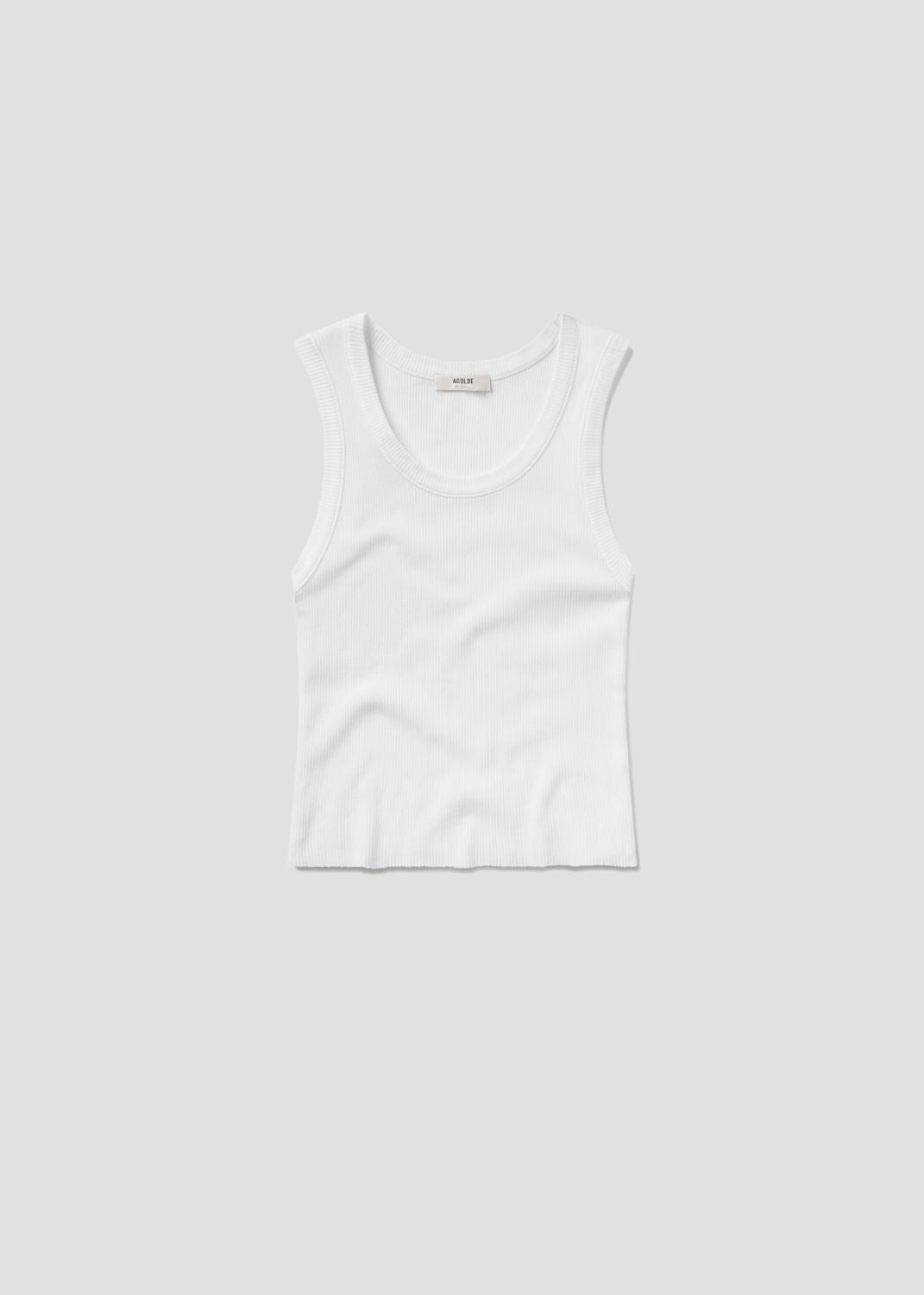 Women Shrunken Poppy Tank in White - Agolde