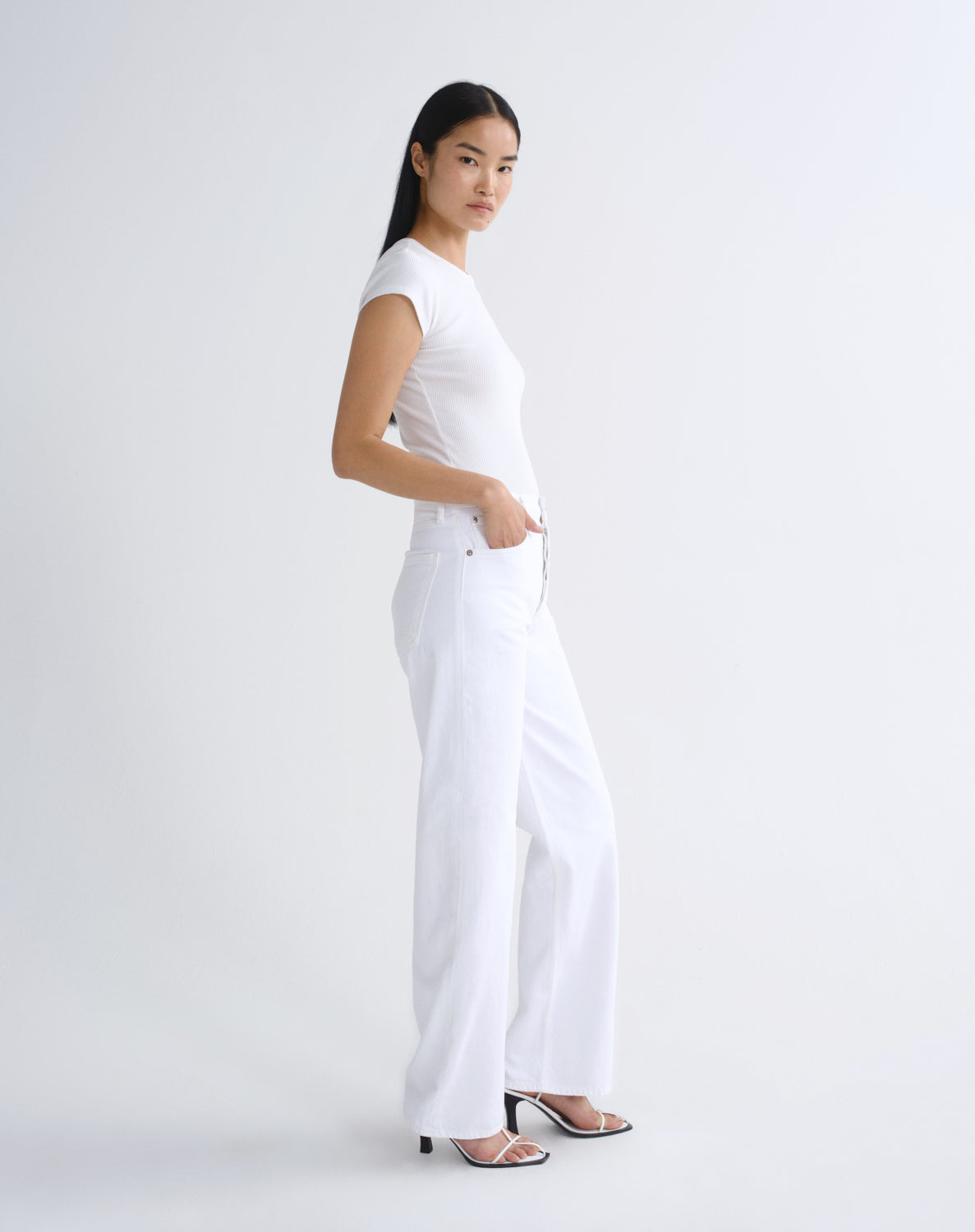 Women Ren High Rise Wide Leg 32 in Marshmallow - Agolde