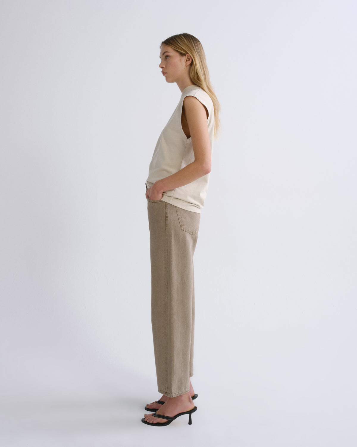 Women Ren Petite High Rise Wide Leg in Trail - Agolde