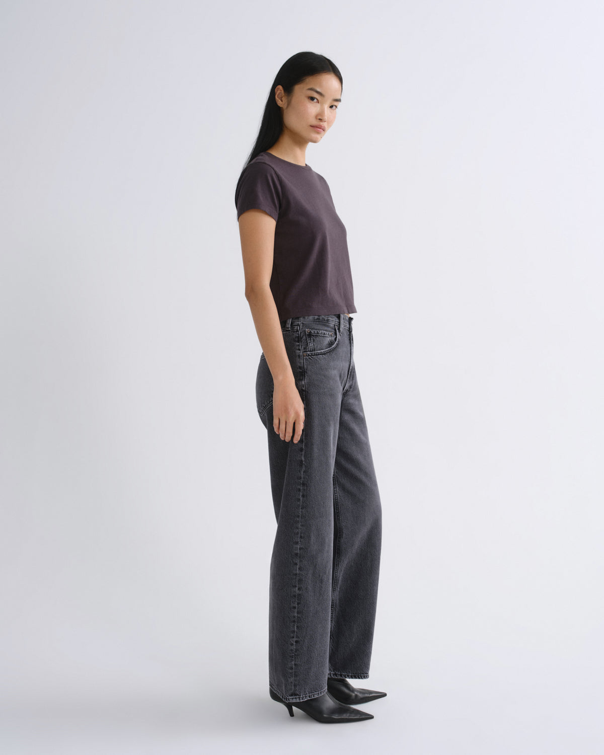 Women Adine Shrunken Tee in Shade - Agolde