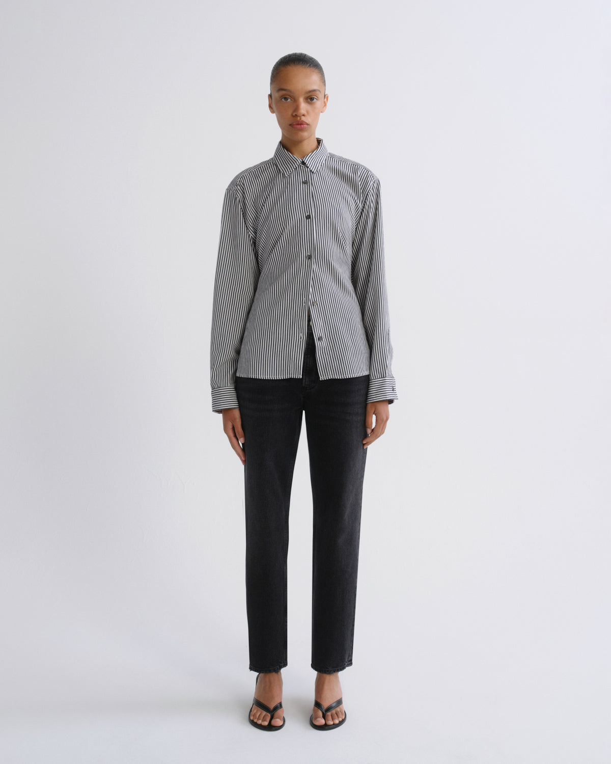Women Theo Shirt in Solene Stripe - Agolde