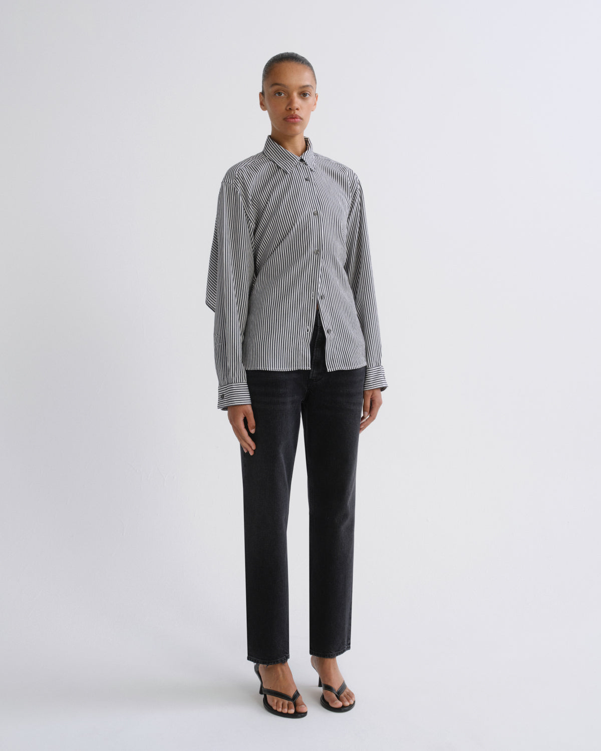 Women Theo Shirt in Solene Stripe - Agolde