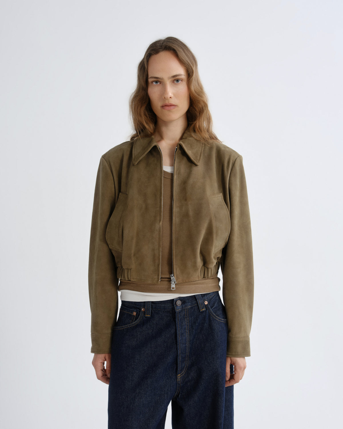 Women nahla cropped suede jacket canopy - Agolde