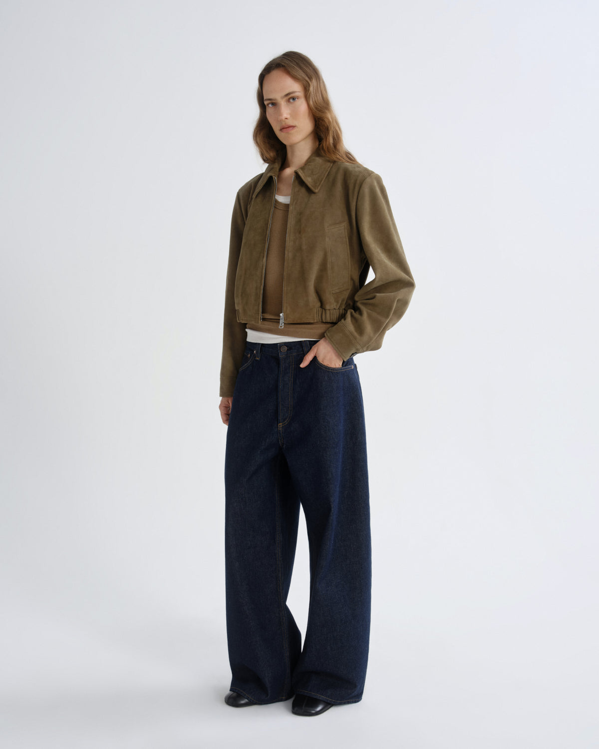 Women nahla cropped suede jacket canopy - Agolde