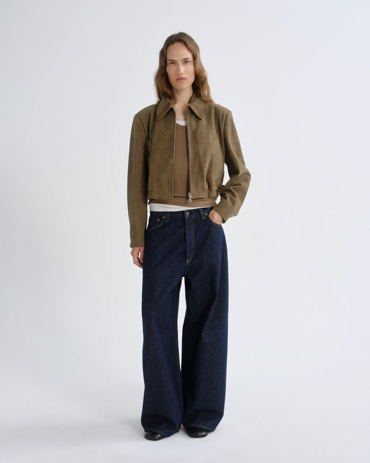 Women nahla cropped suede jacket canopy - Agolde