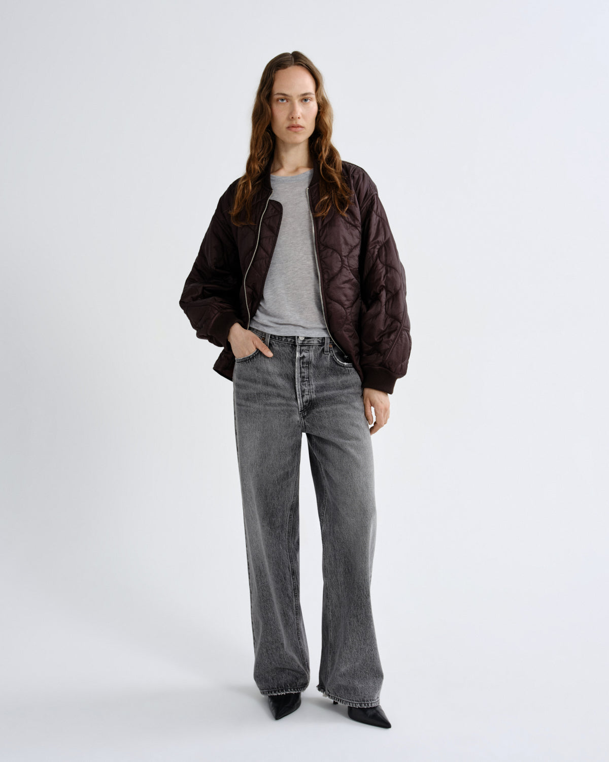 Women isla quilted jacket deep roast - Agolde