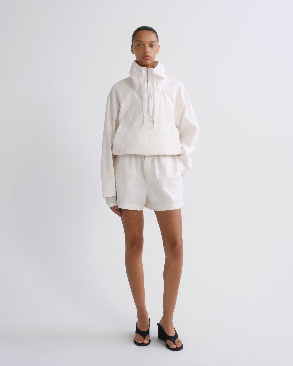 Women Lydia Nylon Popover Anorak in Chalk White - Agolde