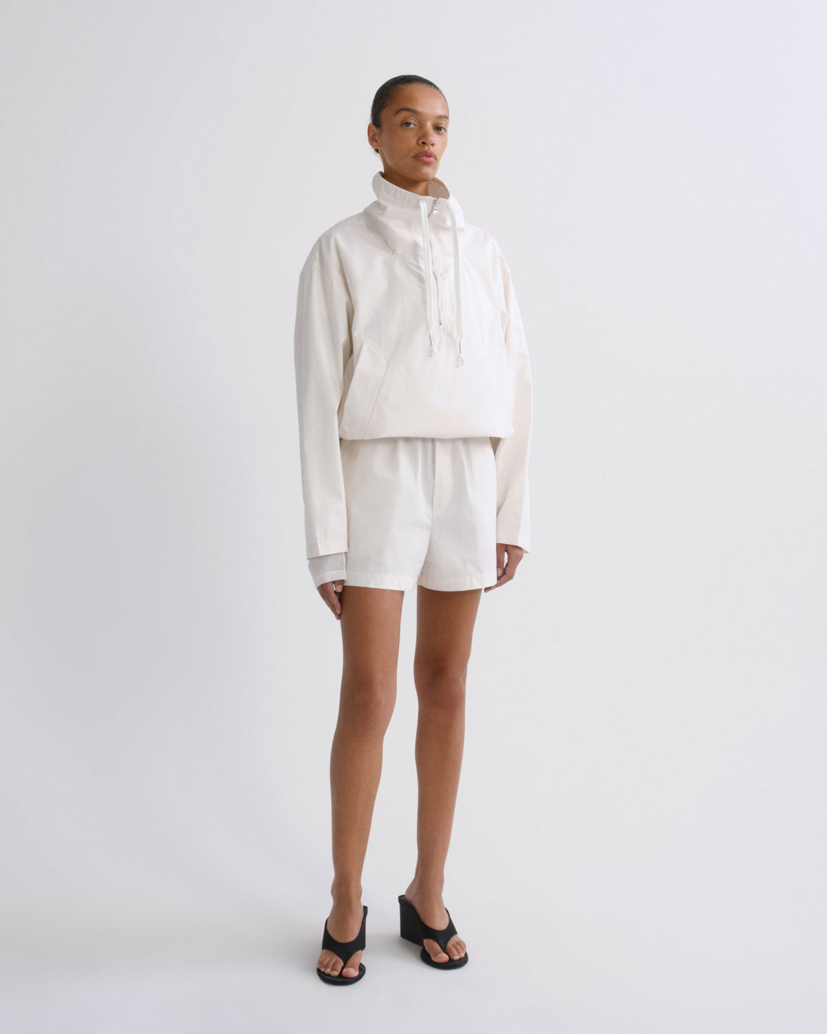 Women Lydia Nylon Popover Anorak in Chalk White - Agolde