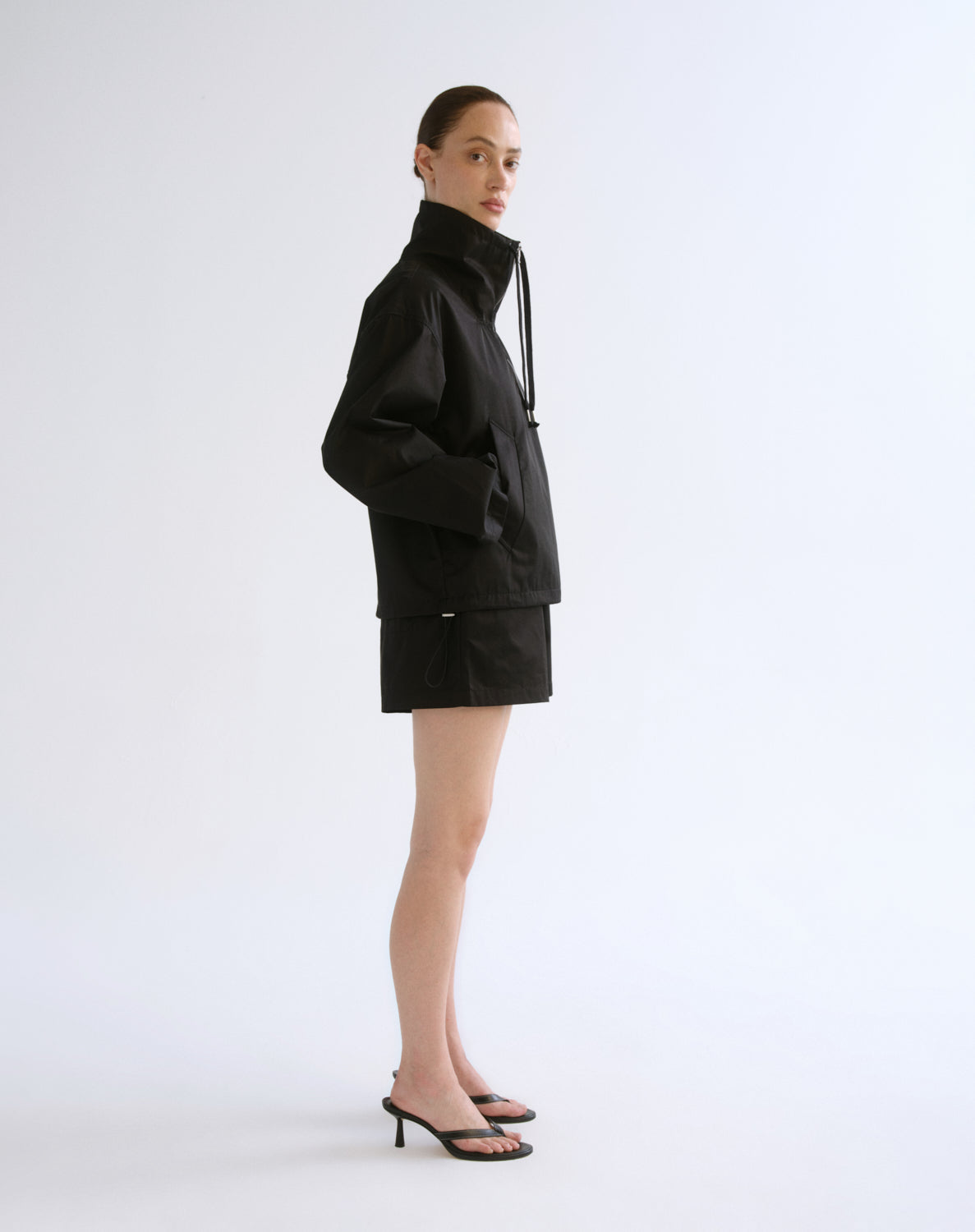 Women Lydia Nylon Popover Anorak in Black - Agolde