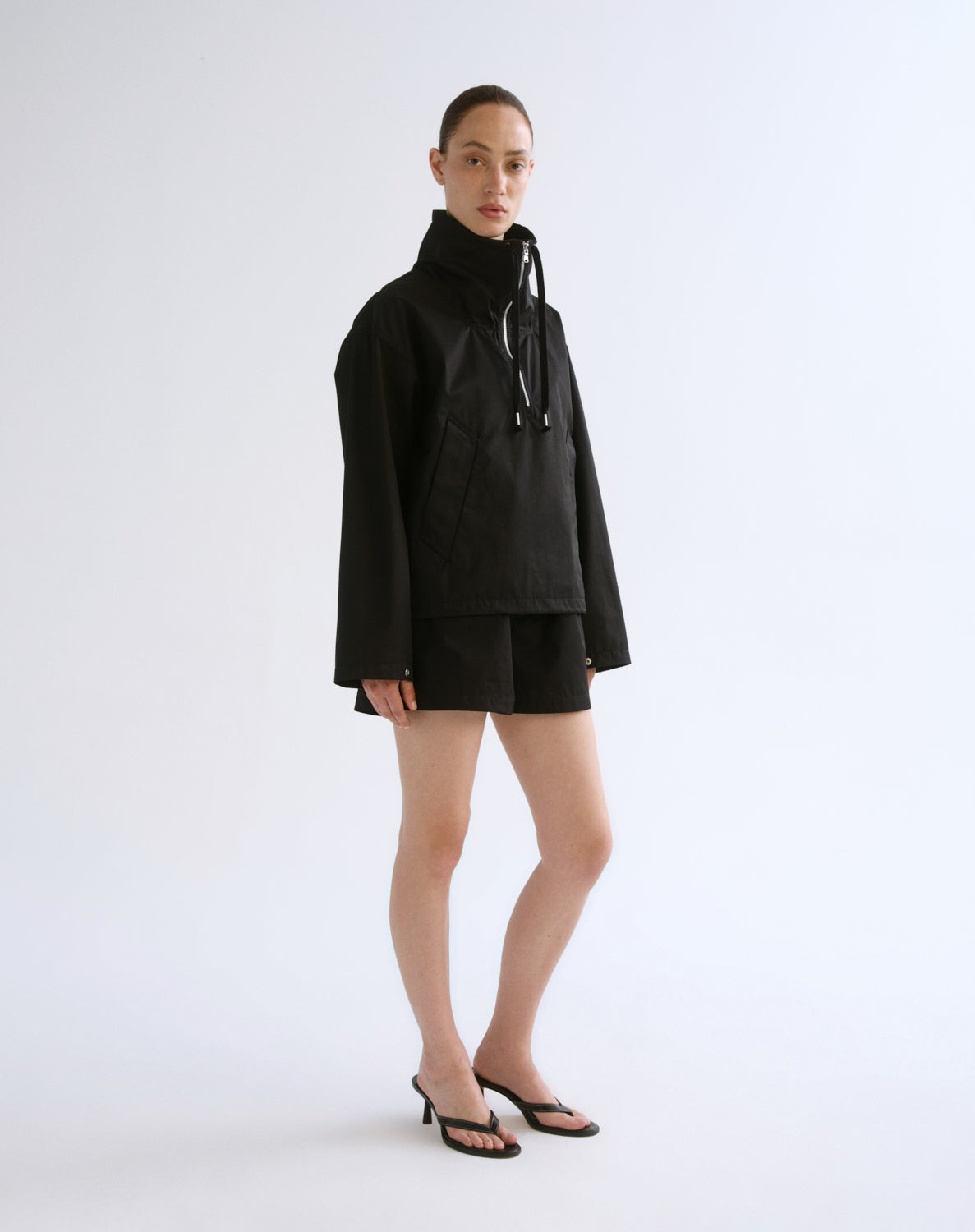 Women Lydia Nylon Popover Anorak in Black - Agolde