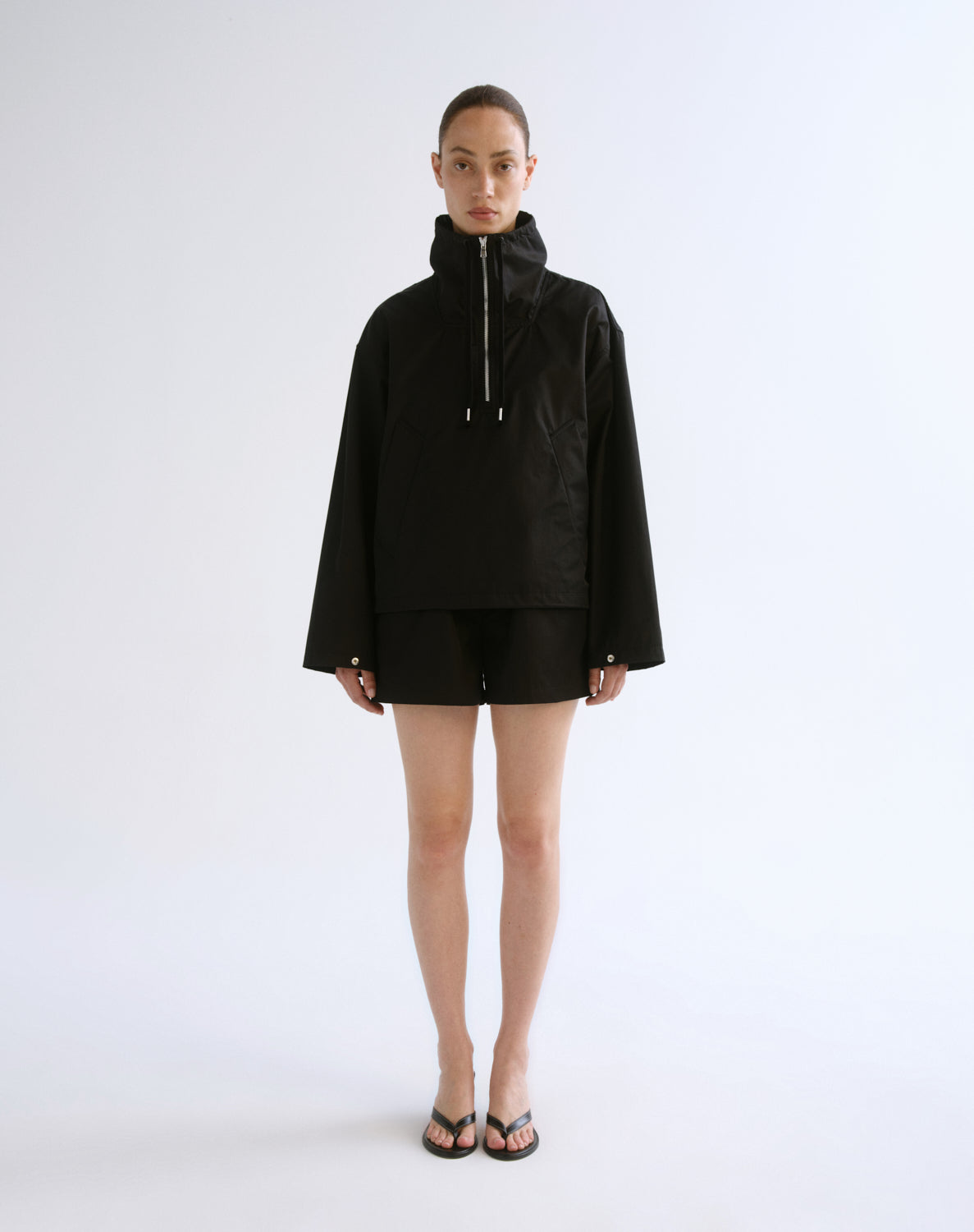 Women Lydia Nylon Popover Anorak in Black - Agolde