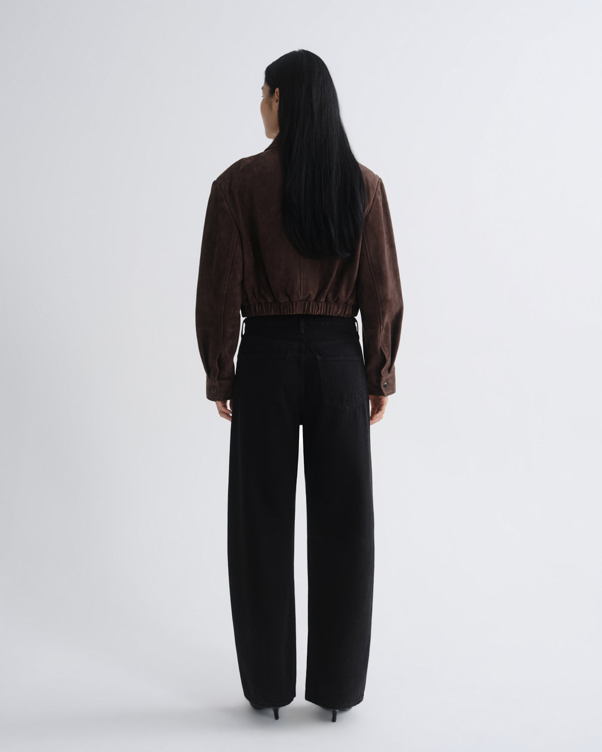 Women Nahla Cropped Suede Jacket in Root - Agolde