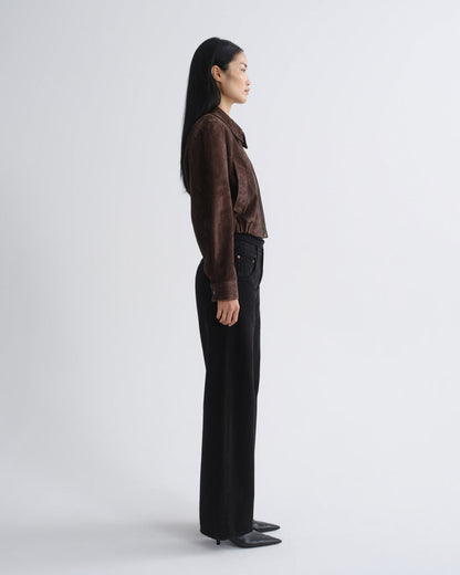 Women Nahla Cropped Suede Jacket in Root - Agolde