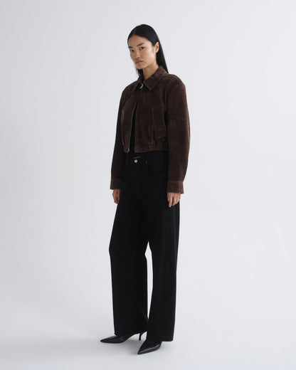 Women Nahla Cropped Suede Jacket in Root - Agolde
