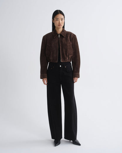 Women Nahla Cropped Suede Jacket in Root - Agolde