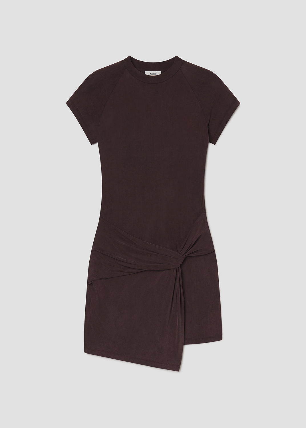 Women Kerri Draped Overlay Ragan Sleeve Mini Dress in Plum - Agolde
