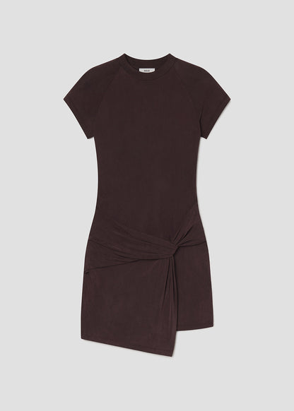 Women Kerri Draped Overlay Ragan Sleeve Mini Dress in Plum - Agolde