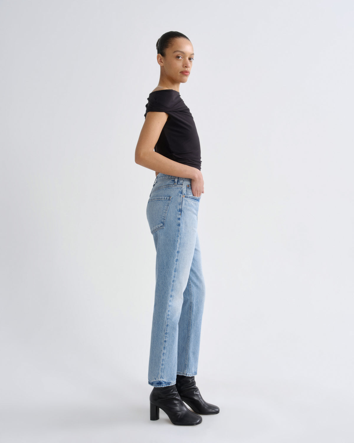 Women riley crop high rise straight stream - Agolde