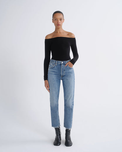 Women Riley High Rise Straight Crop in Frequency - Agolde