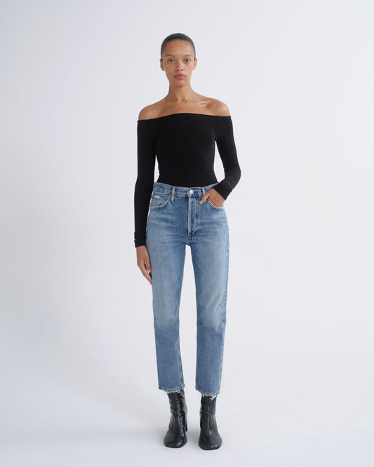 Women Riley High Rise Straight Crop in Frequency - Agolde