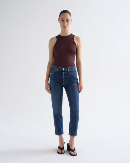 Women Riley Crop High Rise Straight in Slick - Agolde