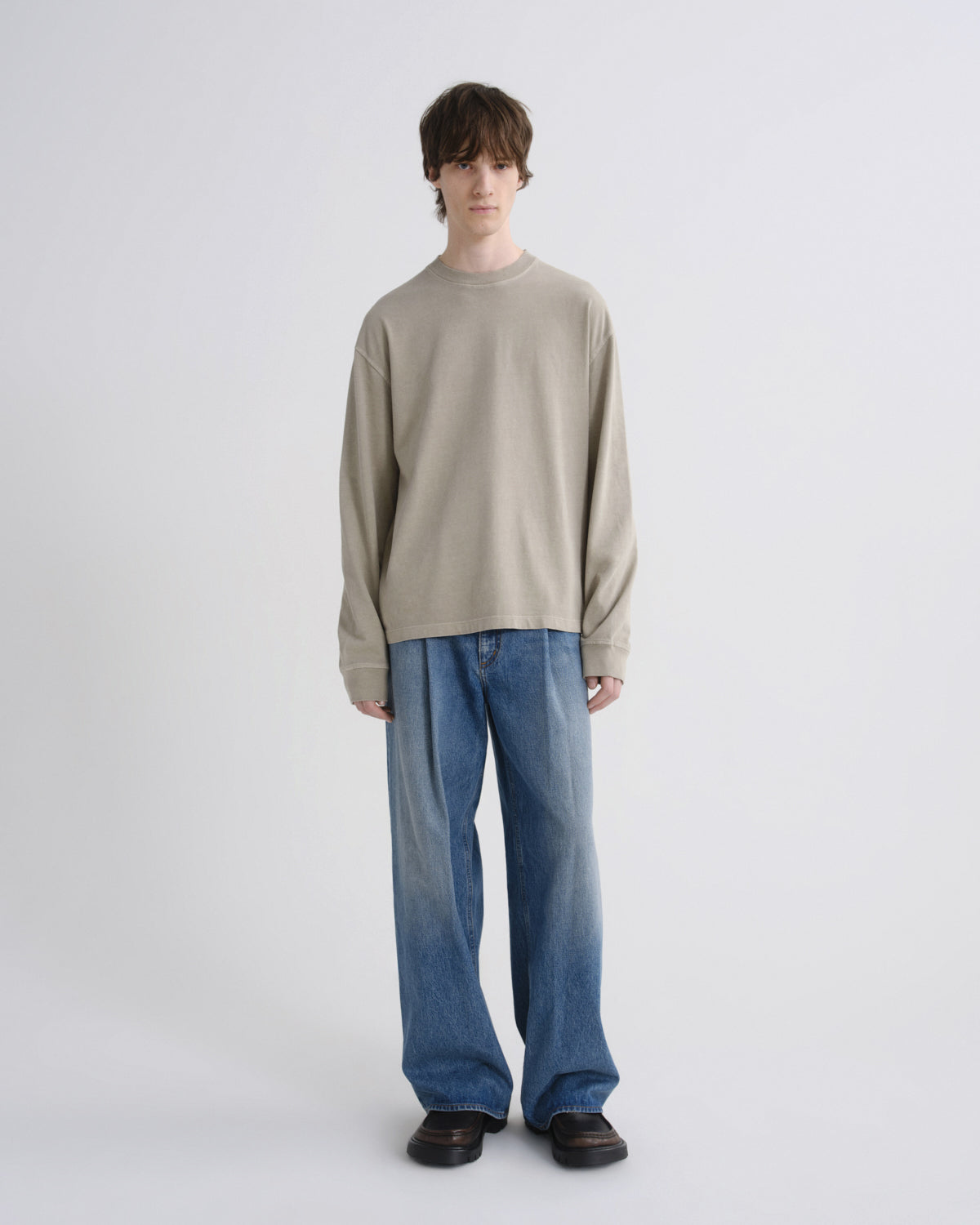 Men Asha Long Sleeve Mock Neck Tee in Wicker - Agolde