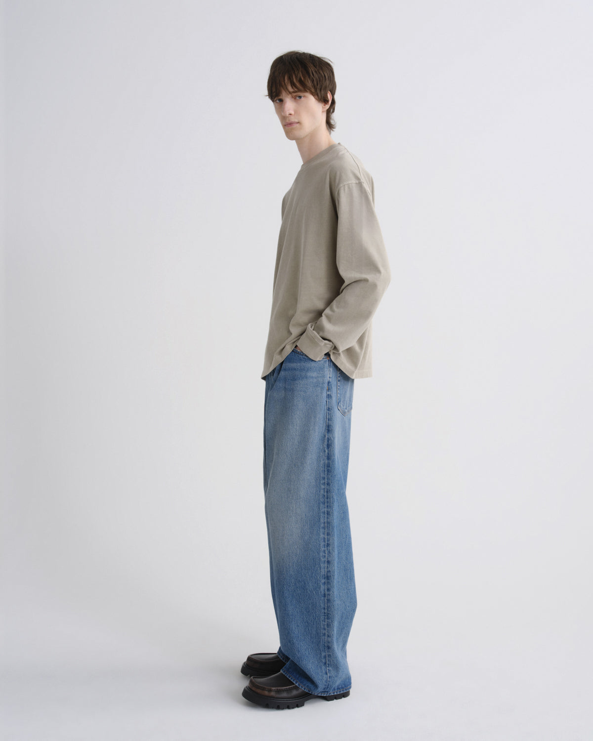 Men Asha Long Sleeve Mock Neck Tee in Wicker - Agolde