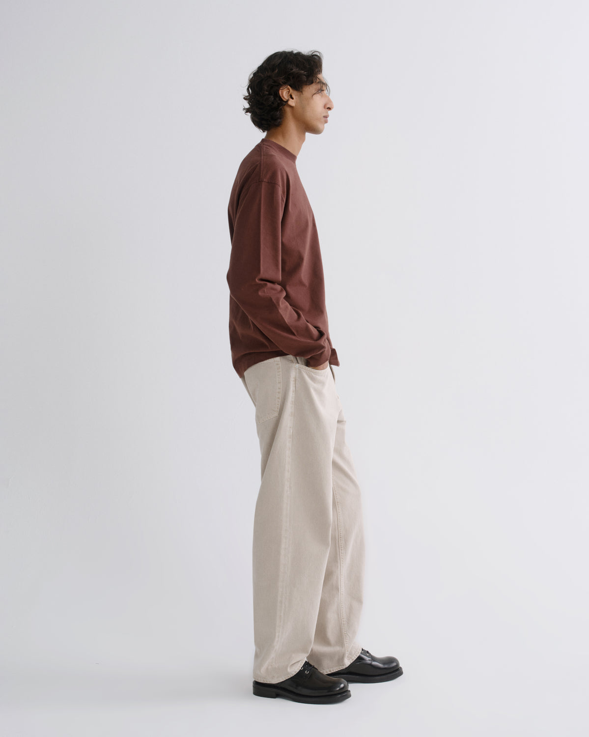 Men Asha Long Sleeve Mock Neck Tee in Bitter Root - Agolde