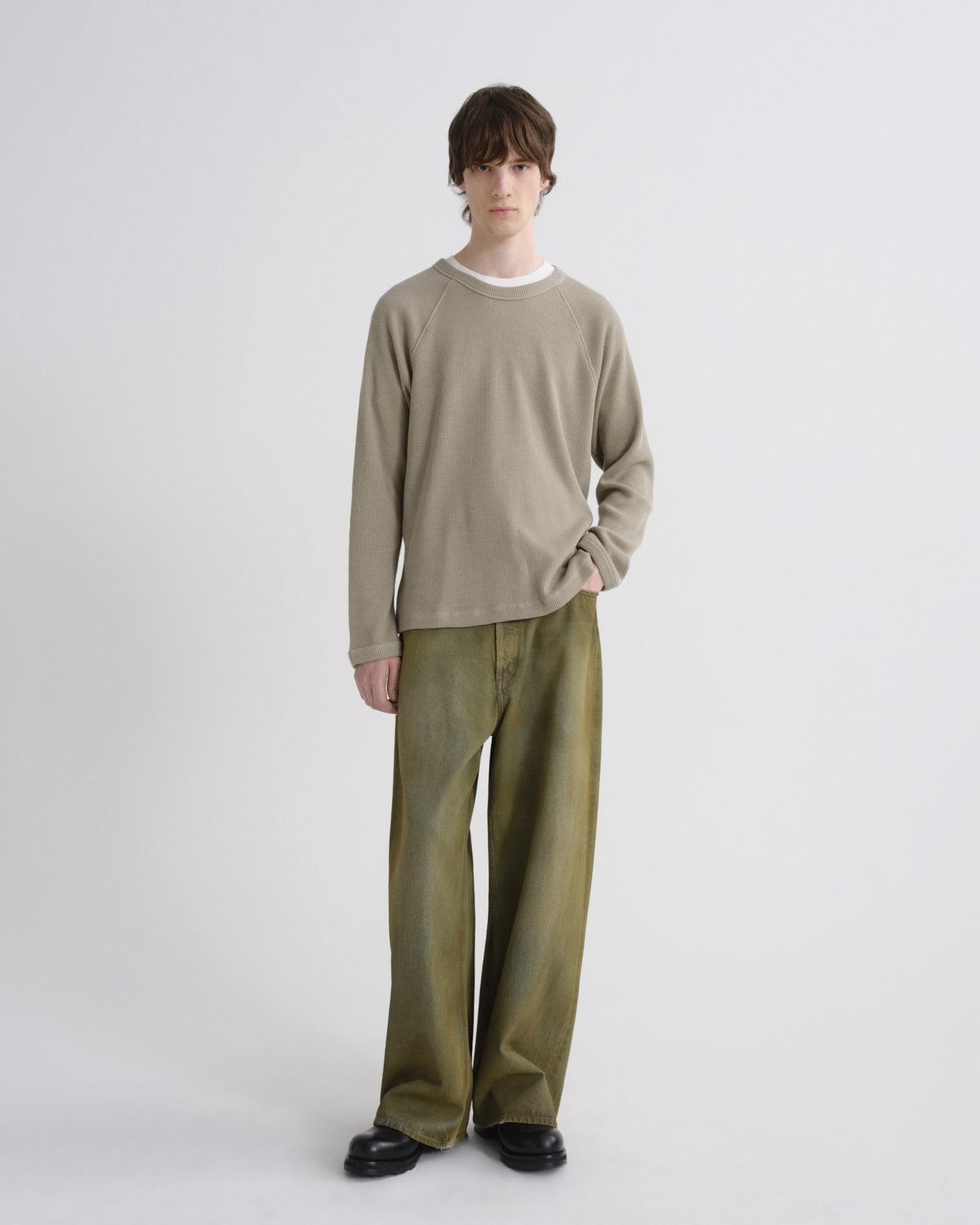 Men Payson Waffle Tee in Wicker - Agolde