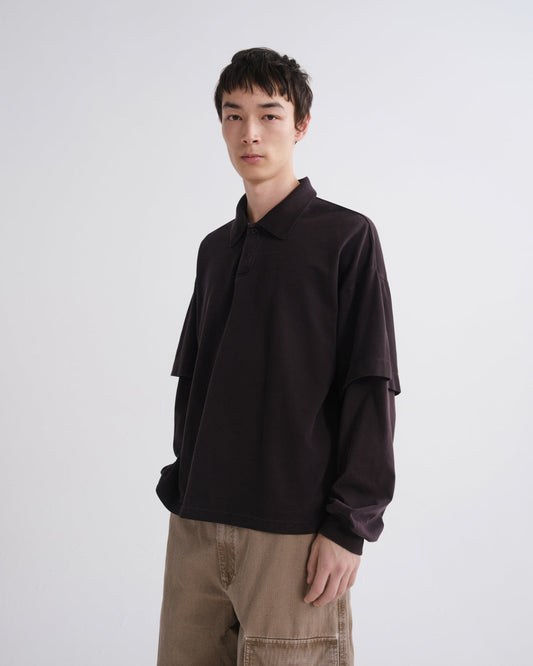 Men Curren Double Sleeve Polo in Elysian - Agolde