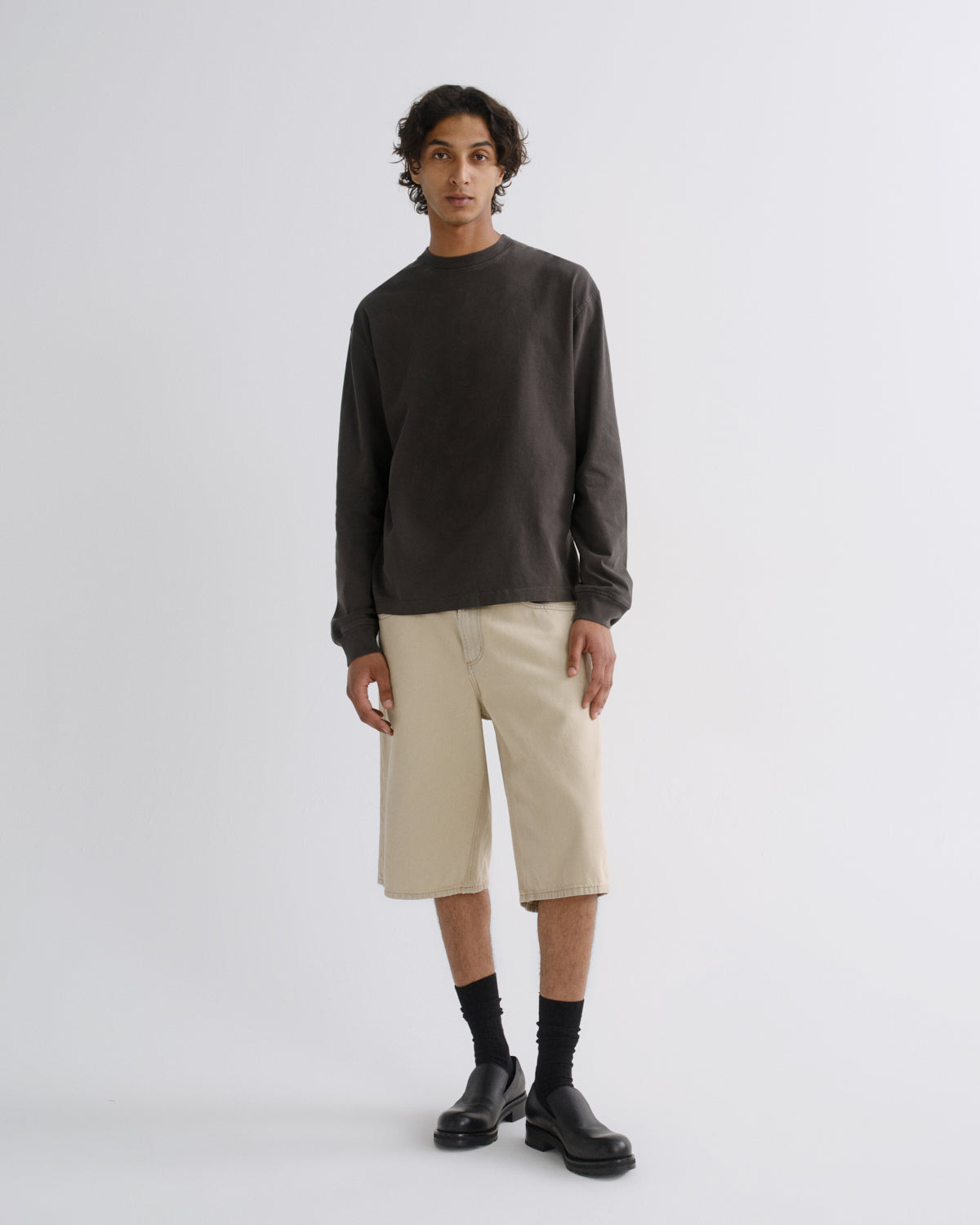 Men Asha Long Sleeve Mock Neck Tee in Cave - Agolde