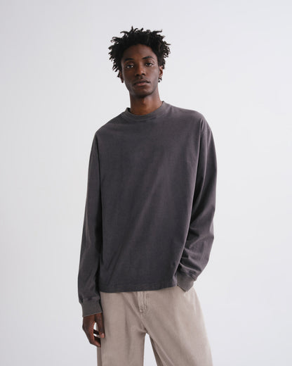 Men Asha Long Sleeve Tee in Washed Grey - Agolde