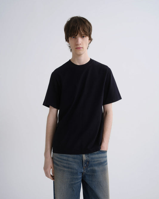 Men Asha Mock Neck Tee in Blackened Navy - Agolde