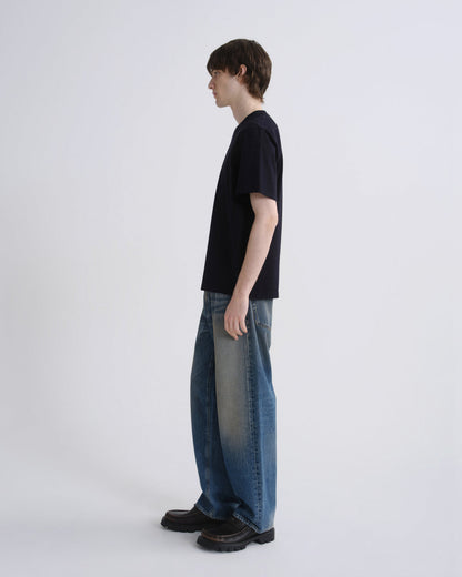Men Asha Mock Neck Tee in Blackened Navy - Agolde