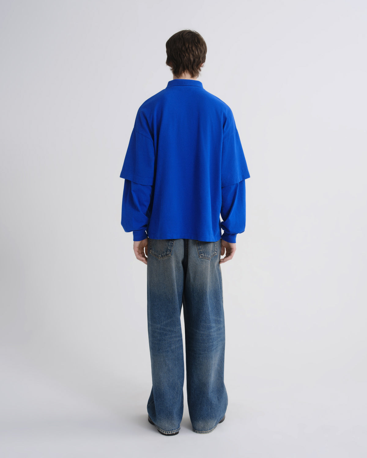 Men Curren Double Sleeve Polo in Cobalt - Agolde