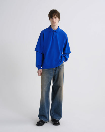 Men Curren Double Sleeve Polo in Cobalt - Agolde