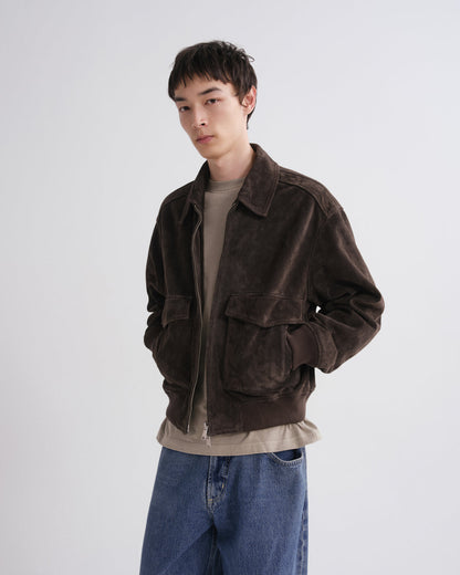 Men Emil Bomber in Seal Brown - Agolde
