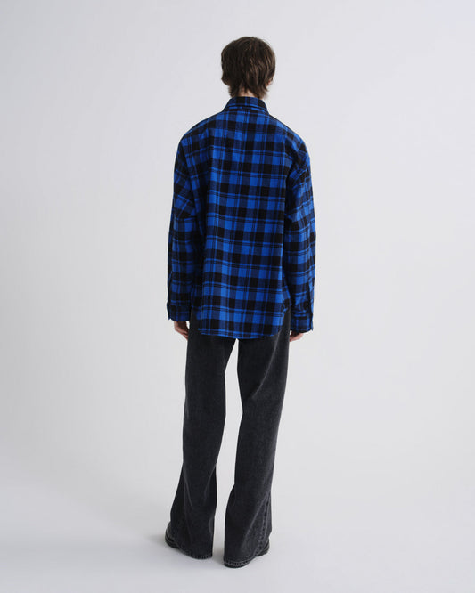 Men Stanhope Buffalo Plaid Shirt in Buffalo Check Cobalt - Agolde