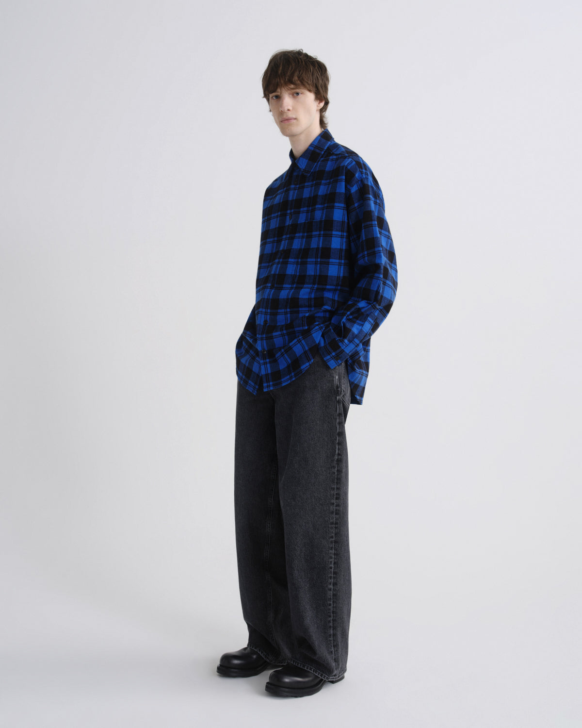 Men Stanhope Buffalo Plaid Shirt in Buffalo Check Cobalt - Agolde